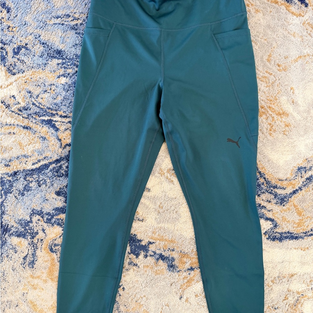 Women’s Puma Teal Performance Leggings with Side Pockets